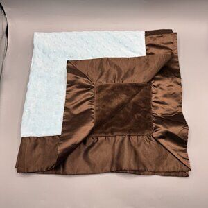 Kidcraft Satin Edge Blue Brown MInky Dot Small Baby Blanket 29x29